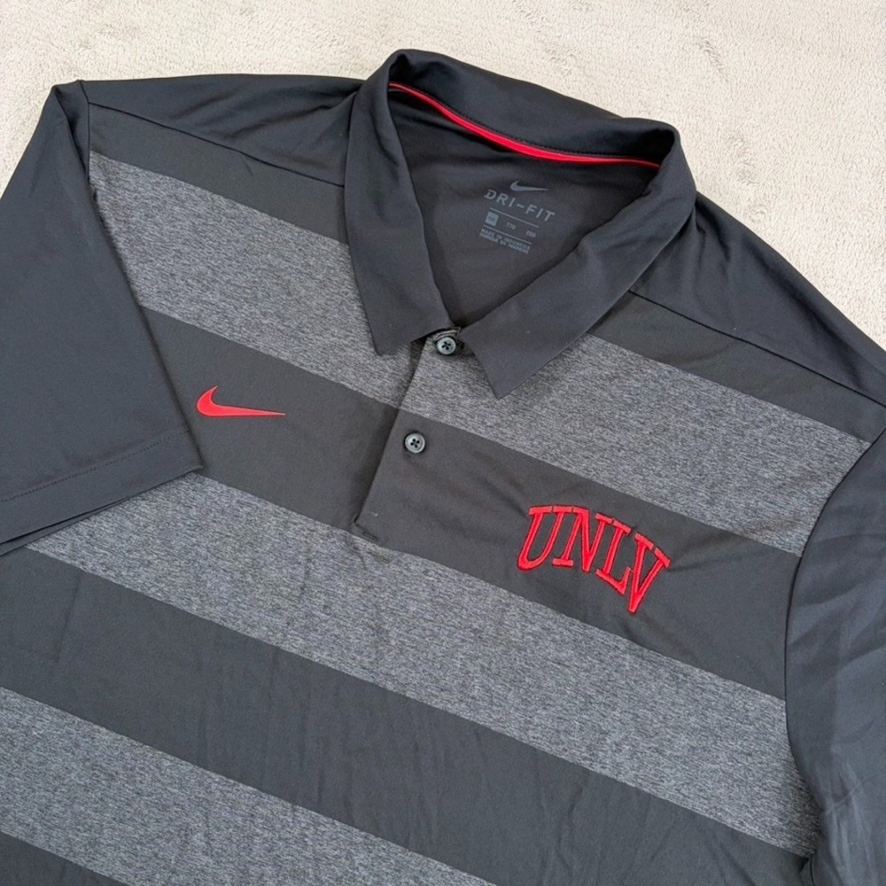 Nike x UNLV Dri-FIT Performance Golf Polo Shirt in Grey Black Stripe Men XXL NWT